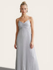Pleated Open Back Maxi Dress