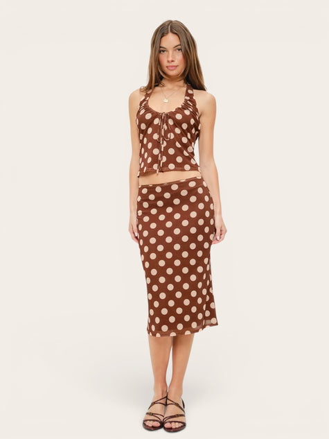 Anna Polka Dot Midi Skirt