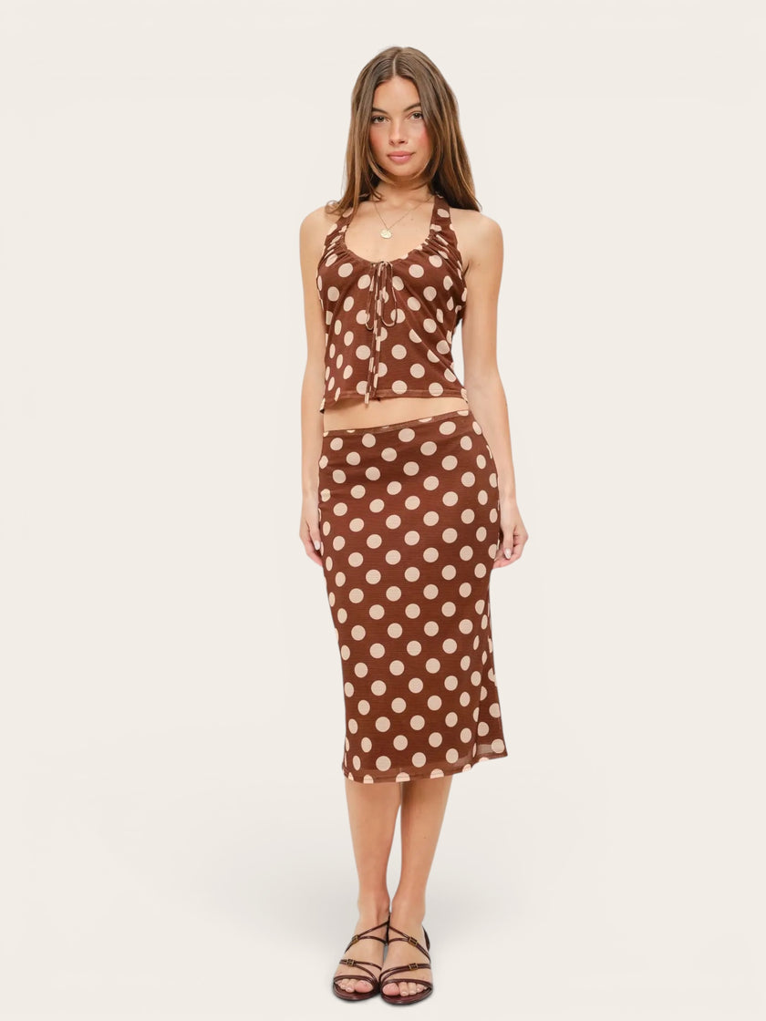 Anna Polka Dot Midi Skirt