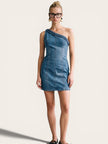 One-Shoulder Denim Mini Dress
