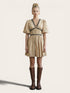 Contrast Stitch Puff Sleeve Mini Dress