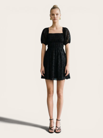 Embroidered Puff Sleeve Summer Mini Dress