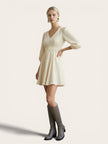 Belted Balloon Sleeve Mini Dress
